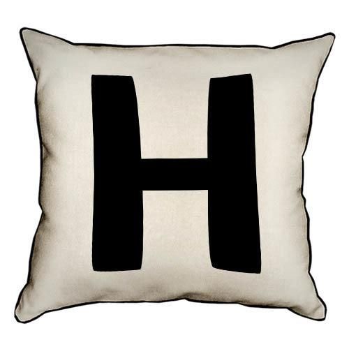 Подушка с мешковины Английская буква H 45x45 см (45PHB_ABC016_WH)