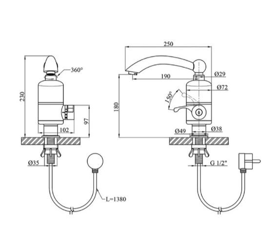 Проточний водонагрівач WEZER SDR-D05 | Зображення 1