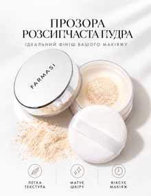 Прозора розсипчаста пудра для фіксації макіяжу та матування шкіри Farmasi 5 г