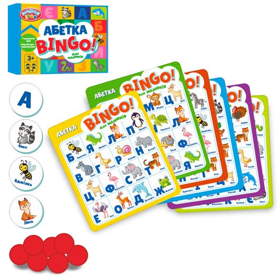 Настольная игра "Бинго" TG006 карточки, фишки, украинская азбука