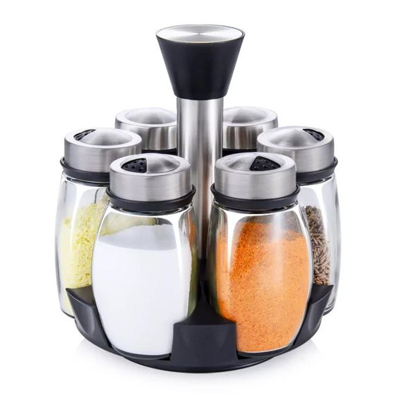 Набір баночок для спецій на підставці 6 шт, Spice carousel / Карусель для спецій / Органайзер для спецій, що обертається | Зображення 8