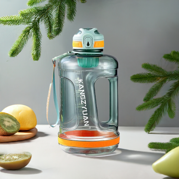 Эко-бутылка KANGZYUAN 1500 мл (1.5 л) - Зеленая Tritan BPA-free, ударопрочная, спортивная с ручкой и ремешком | Зображення 8