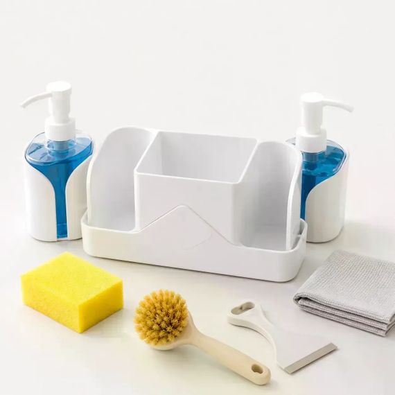Кухонний органайзер Multifunctional Soap Dispenser 24×16 см з дозатором для мила | Зображення 3