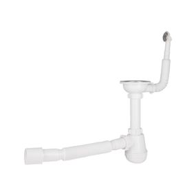 Сифон для кухонної мийки Lidz (WHI) LK14, колбовий з круглим переливом (вихід 50 мм)