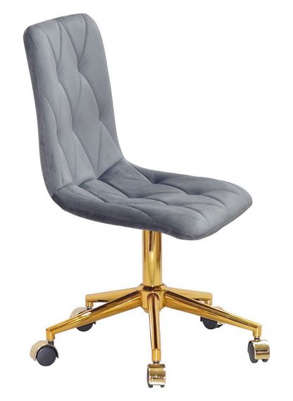 Стул на золотой ноге с колесами, с регулировкой высоты, поворотный Fred GD-Modern Office велюр серый OR-852 | Зображення 7