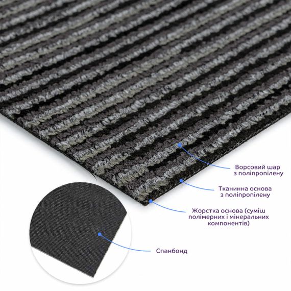 Плитка під ковролін без клейового шару 500х500х4мм Чорно-сірий SW-00002713 | Зображення 1