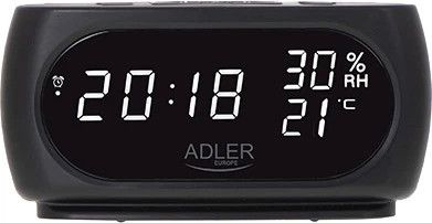 Часы настольные Adler AD 1186 black 6.8х9.1х18 см черные | Зображення 1