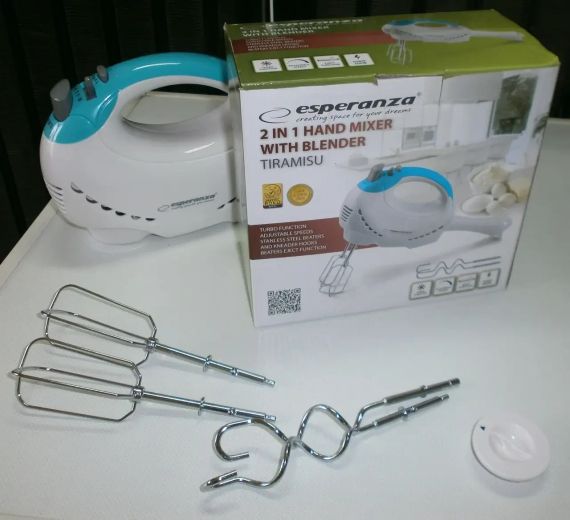 Миксер ручной Esperanza EKM010 Tiramisu, кухонный миксер 300 Вт, 5 скоростей, Turbo, насадка блендера | Зображення 8