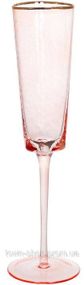 Набор 4 фужера Diva Pink бокалы для шампанского 160мл, розовый с золотым кантом BD-579-248