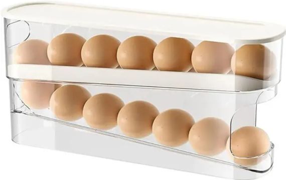 Подставка-органайзер для хранения яиц двухслойная с автоматическим качением