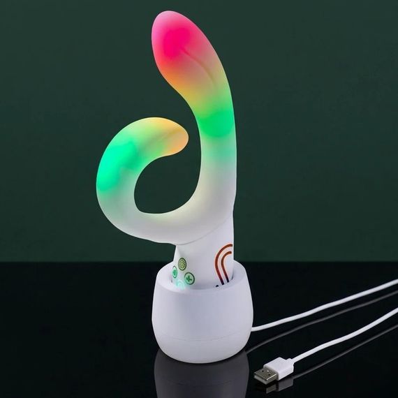 Вібратор-кролик із RGB-підсвічуванням та додатком Paradise Illumination The Rabbit, білий, 21,6 см × 3,8 см Sex Aura | Зображення 7
