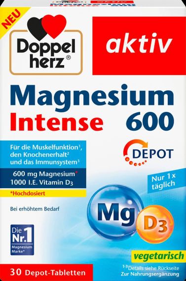Вітаміни Doppelherz Магній 600 мг. + D3 25 мкг. (1000 м.о.) для серцево-судинної, нервової систем, імунітету, 30 шт., Німеччина
