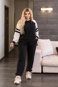 Женский спортивный костюм весна-осень свитшот и джоггеры GF7125 цвет черный, размер 42/44