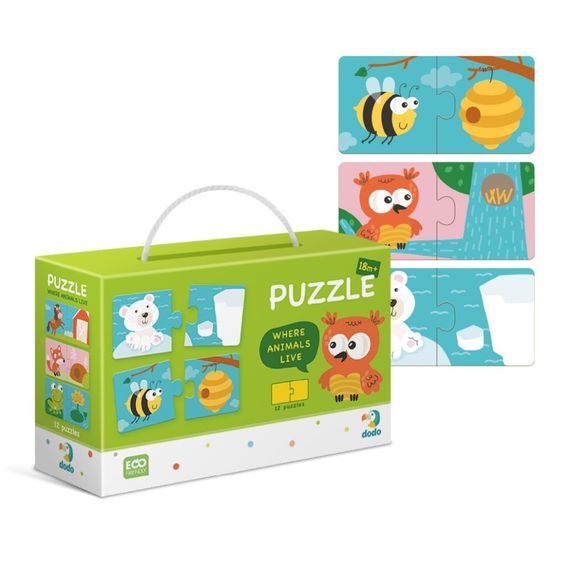 Детский пазл Зверята и их домики DoDo 300117, 24 детали | Зображення 1