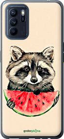Чохол на Oppo Reno6 Z Єнотик з кавуном "4605u-2477-2448"