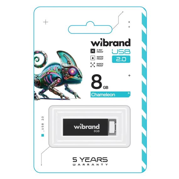 USB флеш накопичувач Wibrand 8GB Chameleon Black USB 2.0 (WI2.0/CH8U6B) | Зображення 1