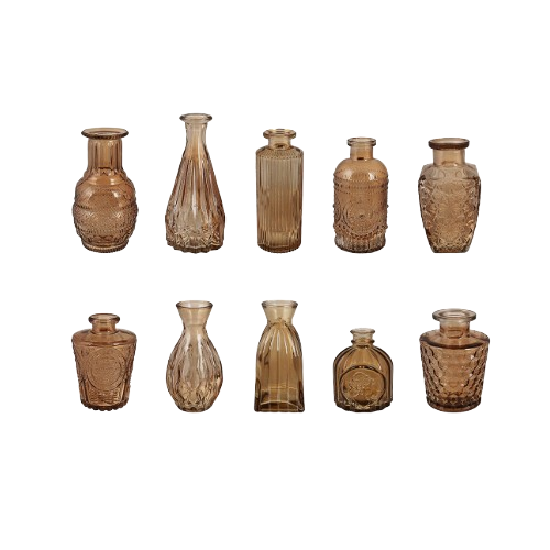 Набір скляних ваз (10шт) Антик, колір - коричневий