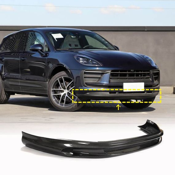 Накладка на передній бампер Lip (2022-2025, Карбон) для Porsche Macan рр