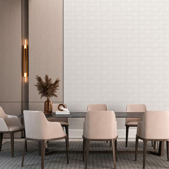 3D панель самоклеюча цегла 700х770х5мм Білий Матовий (001-5M) SW-00000587 | Зображення 4