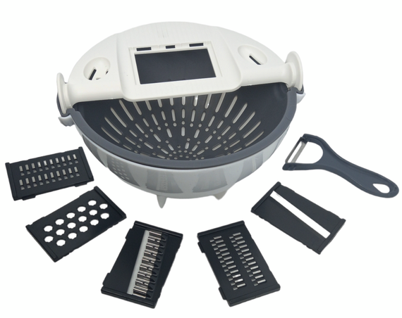 Овочерізка слайсер тертка друшляк шатківниця + овочечистка 9 в 1 Wet Basket Vegetable Cutter