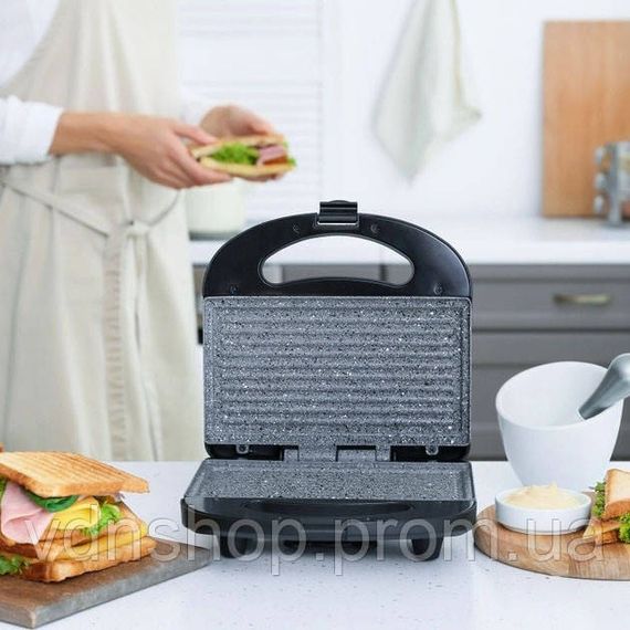 Гриль контактний подвійний гладкий MAGIO, Домашній гриль бутербродниця Притискний для м'яса BR-15 | Зображення 2