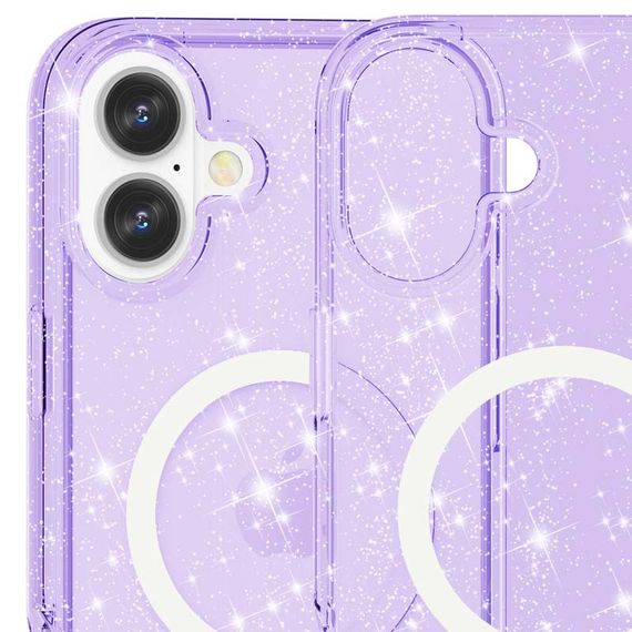 Чехол TPU Galaxy Sparkle (MagFit) для Apple iPhone 16 (6.1") Purple+Glitter | Зображення 2