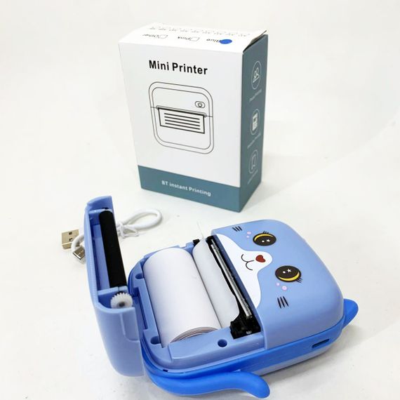 Портативний дитячий термопринтер із Bluetooth A8 Cat міні принтер для телефону Blue | Зображення 7