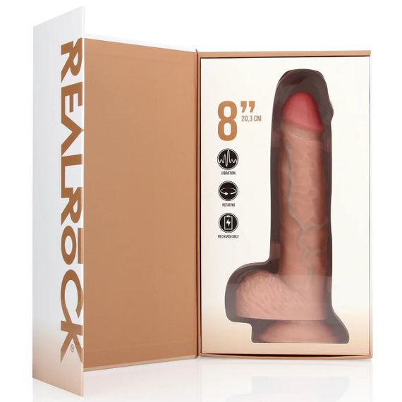 Вібратор Vibrating and Rotating Straight Cock with Balls - 8 / 20,5 cm - Flesh Sex Aura | Зображення 3
