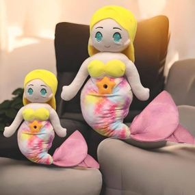 Дитяча іграшка плюшева Русалочка нічник-проектор зоряного неба Shaoyundian Жовта