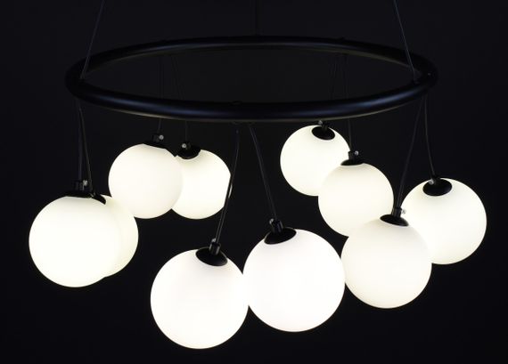 Люстра підвісна на 10 лампочок 27518 Чорний 45-160х65х65 см. | Зображення 5