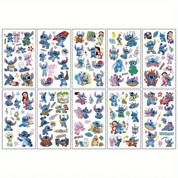 Детские временные татуировки "Лило и Стич" lilo-stich-tattoo-10, 12х7 см