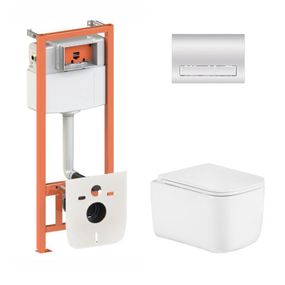 Готовое решение Qtap для ванной комнаты: подвесной унитаз Gemini Ultra Quiet 485×340×350 + комплект инсталляции Nest 4 в 1