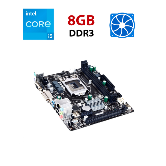 Комплект: Материнская плата Gigabyte GA-H81M-S2V / Intel Core i5-4440 (4 ядра по 3.1 - 3.3 GHz) / 8 GB DDR3 / Intel HD Graphics 2500 / Socket LGA1155 / Кулер б/у