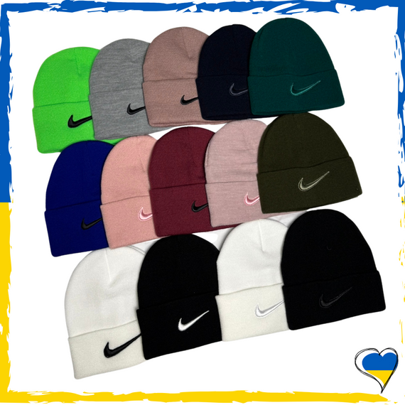 Шапка Nike на флісі брендова універсальна, Найк. Шапка чоловіча, жіноча, підліткова, дитяча