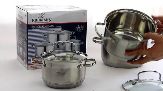 Набір каструль Bohmann BH-1903, 6 предметів нержавіюча сталь, для індукції | Зображення 2