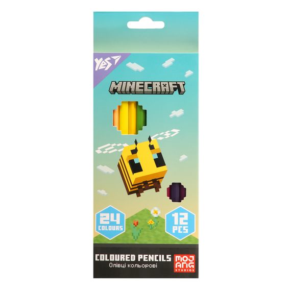 Набір кольорових олівців YES Minecraft Spring 290775 24 кольори 12 шт | Зображення 1