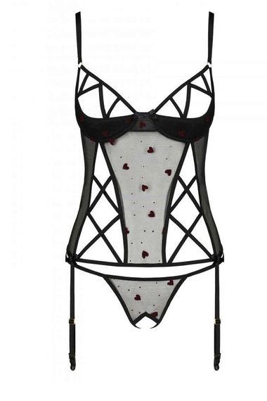 Корсет открытый Passion LOVELIA CORSET Черный S/M