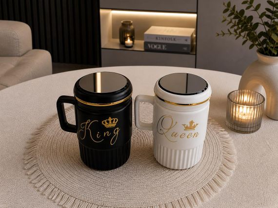 Парні чашки порцелянові King & Queen 450 мл з кришкою | Зображення 6