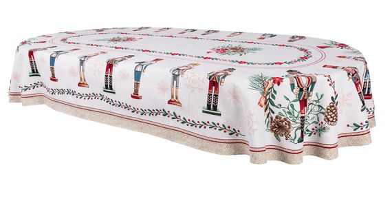 Скатертина гобеленова овальна CASCANUECES OVAL Limaso, 137х240, Овальна, Новорічний, З мікрофіброю + срібним люрексом, 65% поліестер, 30% бавовна, 5% люрекс, Гобелен
