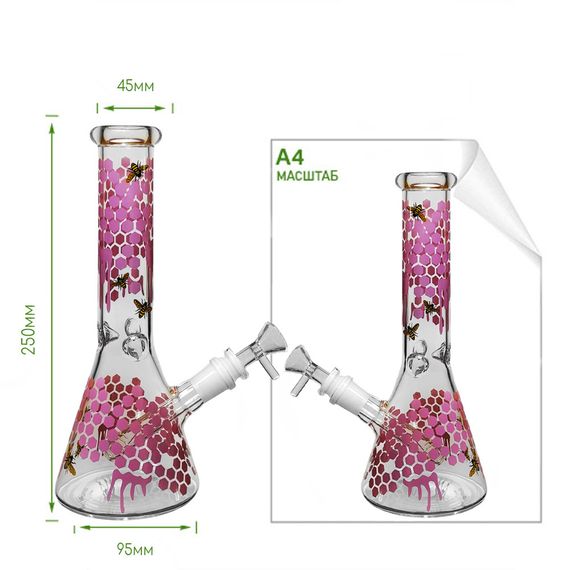 Трубка Скляна З Айс Системою "Honeycomb Bong Pink" | Зображення 2