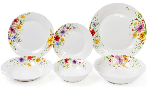 Набір 5 порцелянових десертних тарілок "Квіти аквареллю" Ø19см | Зображення 1