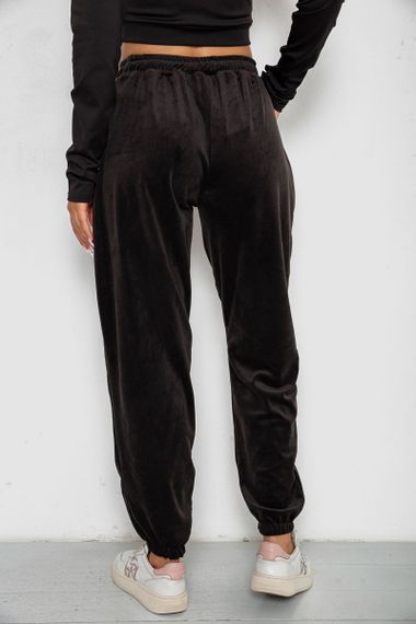 Спортивные штаны велюровые женские на флисе, цвет черный, 238R58649-1 | Зображення 3