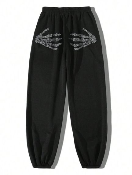 Женские теплые спортивные штаны на флисе со скелетом рук RO112 цвет черный, размер универсальный 42/44 | Зображення 2