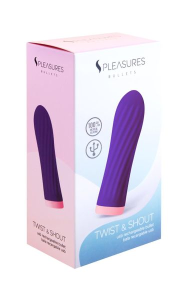 Вибропуля S Pleasures Bullets Twist & Shout Purple, фиолетовая, ребристая поверхность, 10 режимов Sex Aura | Зображення 2