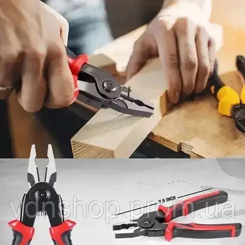 Плоскогубці 5 в 1 з насадками кусачки, бокоріз, стрипер та ножиці по металу / Багатофункціональні плоскогубці | Зображення 2