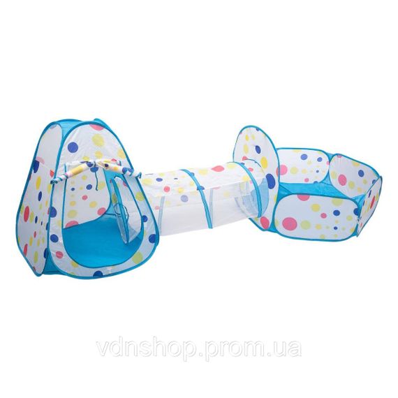 Намет дитячий 3 в 1 70×70×90 см ігровий намет з тунелем і басейном Блакитна HP-S-4NDBL