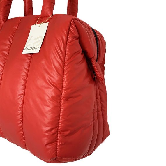 Сумка спортивна стьобана  велика 4Profi лаке червона 25246 | Зображення 5