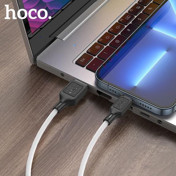 Дата кабель Hoco X90 Cool silicone USB to Lightning (1m) White | Зображення 3