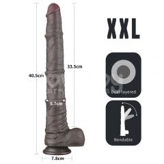 Фалоімітатор - Dual Layered Bendable Silicone Cock XXL 16'' Black | Зображення 3