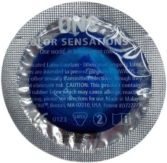 Набір презервативів латексних One Color Sensation силіконовим мастилом синього кольору (ціна за 5 шт) sexstyle